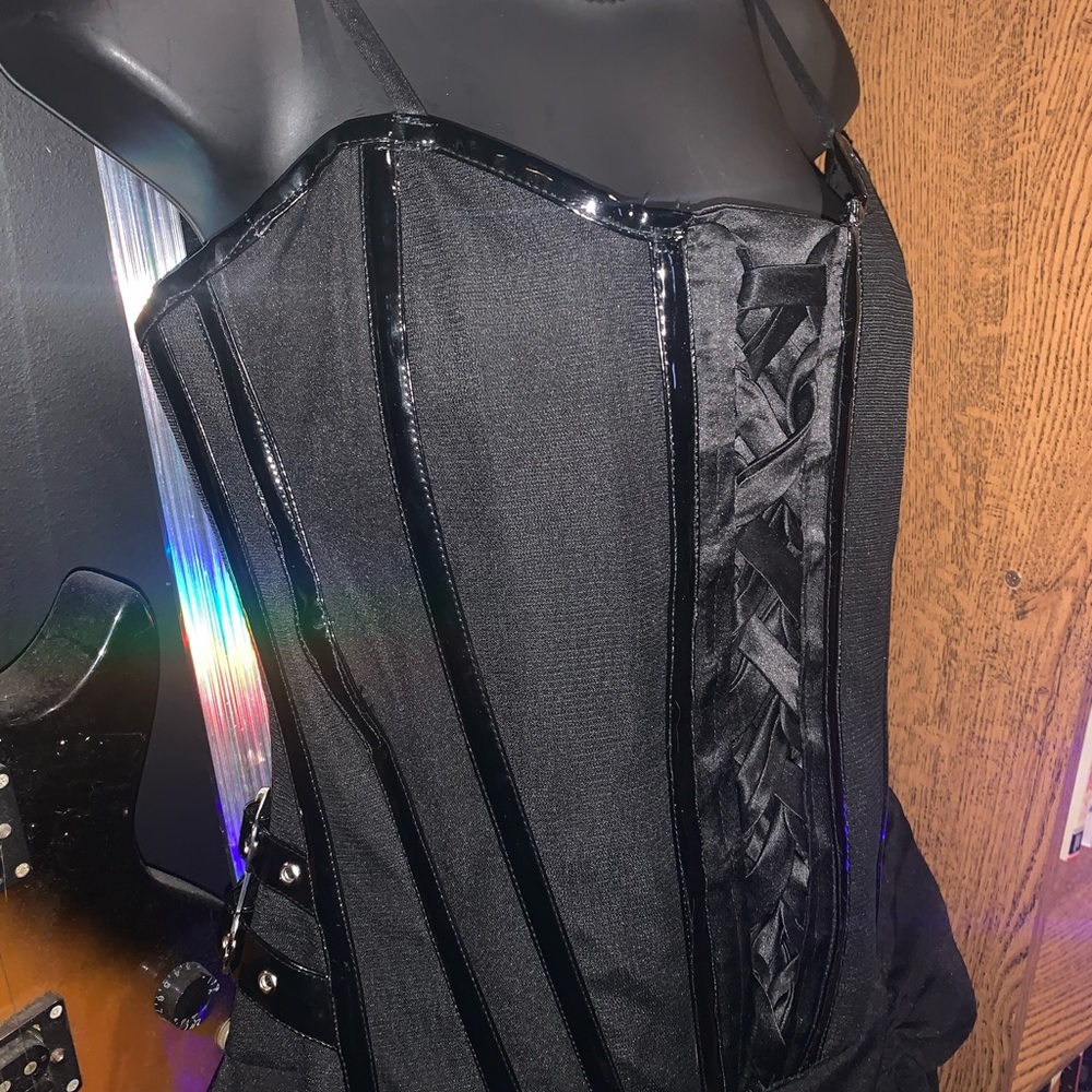 ULTRA RARE POIZEN INDUSTRIES GLOSSY BLACK CORSET DRESS